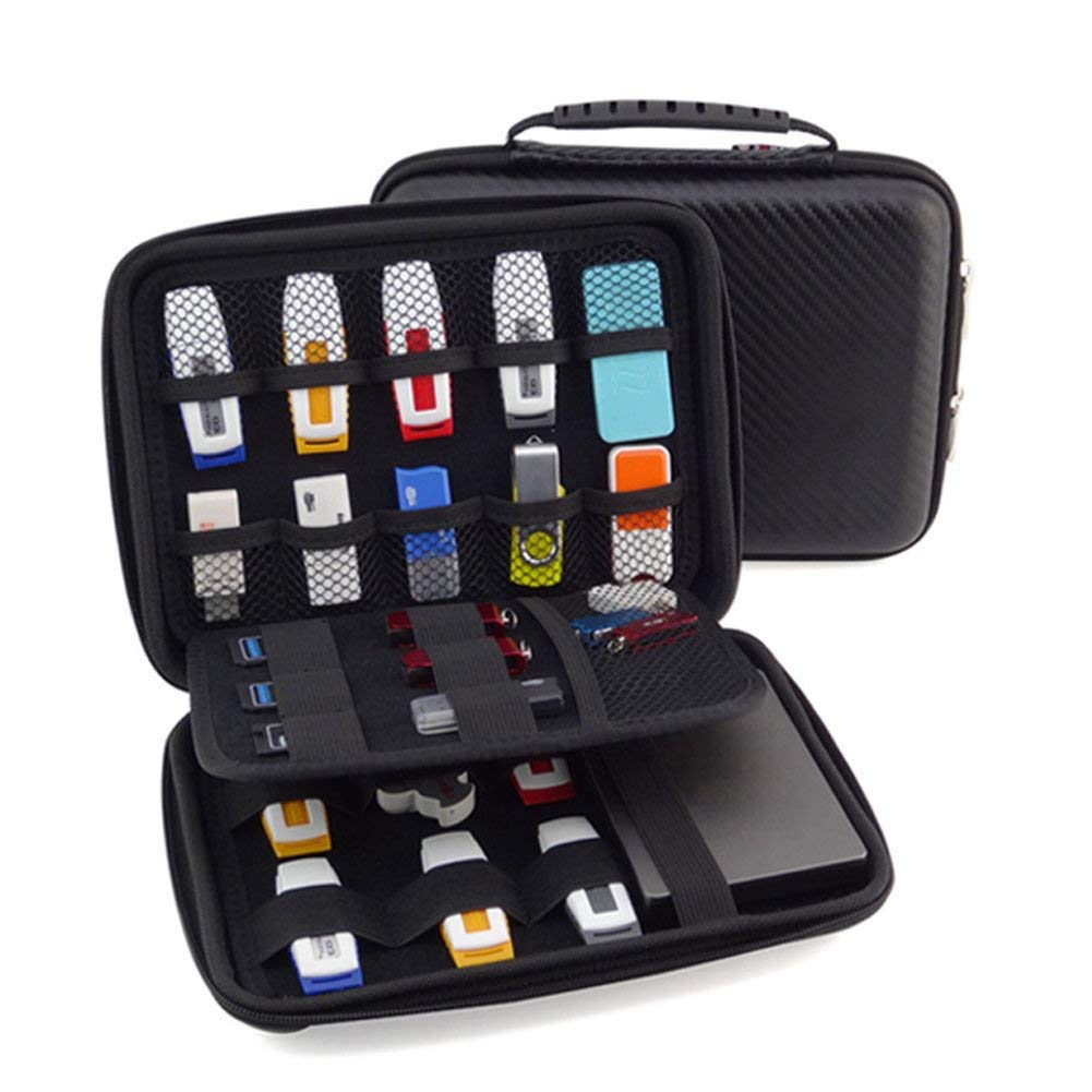 Agile-Shop Multifunction Big Capability USB Flash Hard Drives Case Bag for U Disk USB Drive SD Memory Card with Credit Card Slot Holder Blue Big Black