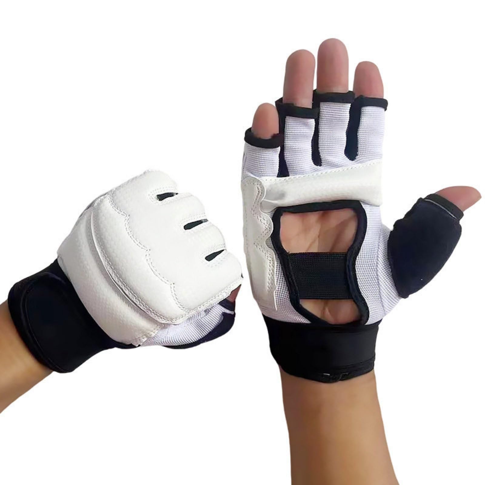 Half Finger Boxing Gloves Shock-Absorbing Protection Sandbag Training Gloves Wrist Support Sports Gear for Youth, Striking Bag, Combat Arts, White, XL-image-27