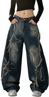 Unisex Y2K Baggy Jeans Vintage Wide Leg Graffiti Streetwear Denim Pants