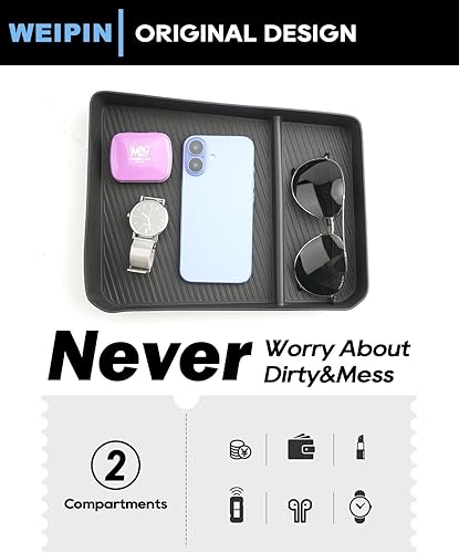 Miniatura 5 de Bandeja organizadora de consola Chevy Silverado 2500HD 3500HD 3500HD para modelos actualizados 2024-2025 (LT, LTZ, High Country, ZR2) consola