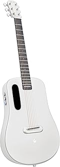LAVA ME AIR Portable Carbon Fiber Electric Acoustic Guitar Beginner Travel Guitar with Onboard Effects and Magnetic Pickup, Silver