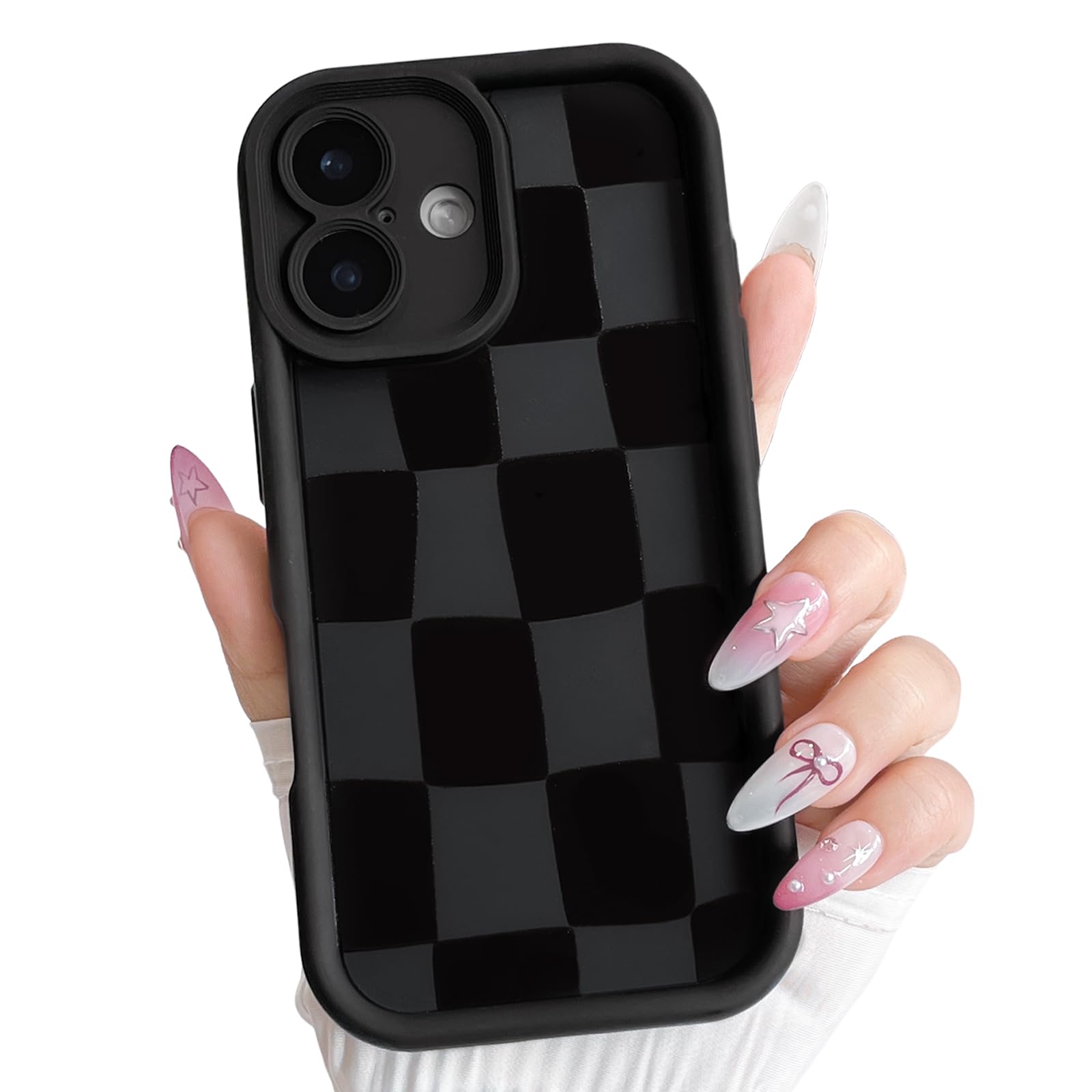 Lovmooful Compatible for iPhone 16 Plus Case Cute Lattice Plaid Checkerboard with Color Design for Girls Women Soft TPU Shockproof Protective Girly