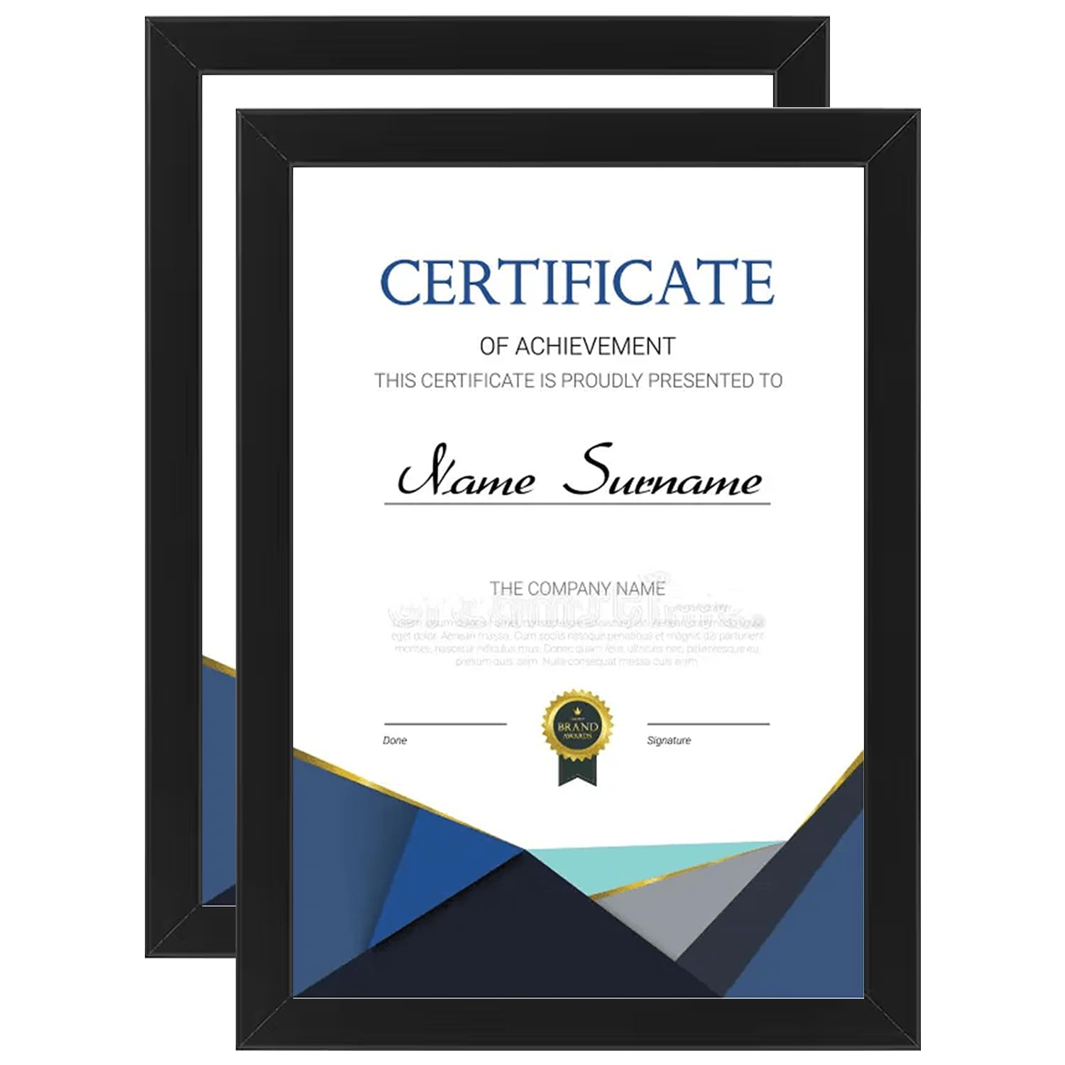Home Stuff A4 Frame 2 Pack Poster Frame & Document Frame, Certificate Frame for Wall Mount or Table Top Display For Home Family Office Décor, Wood Picture Frame, 21x30cm (Black)