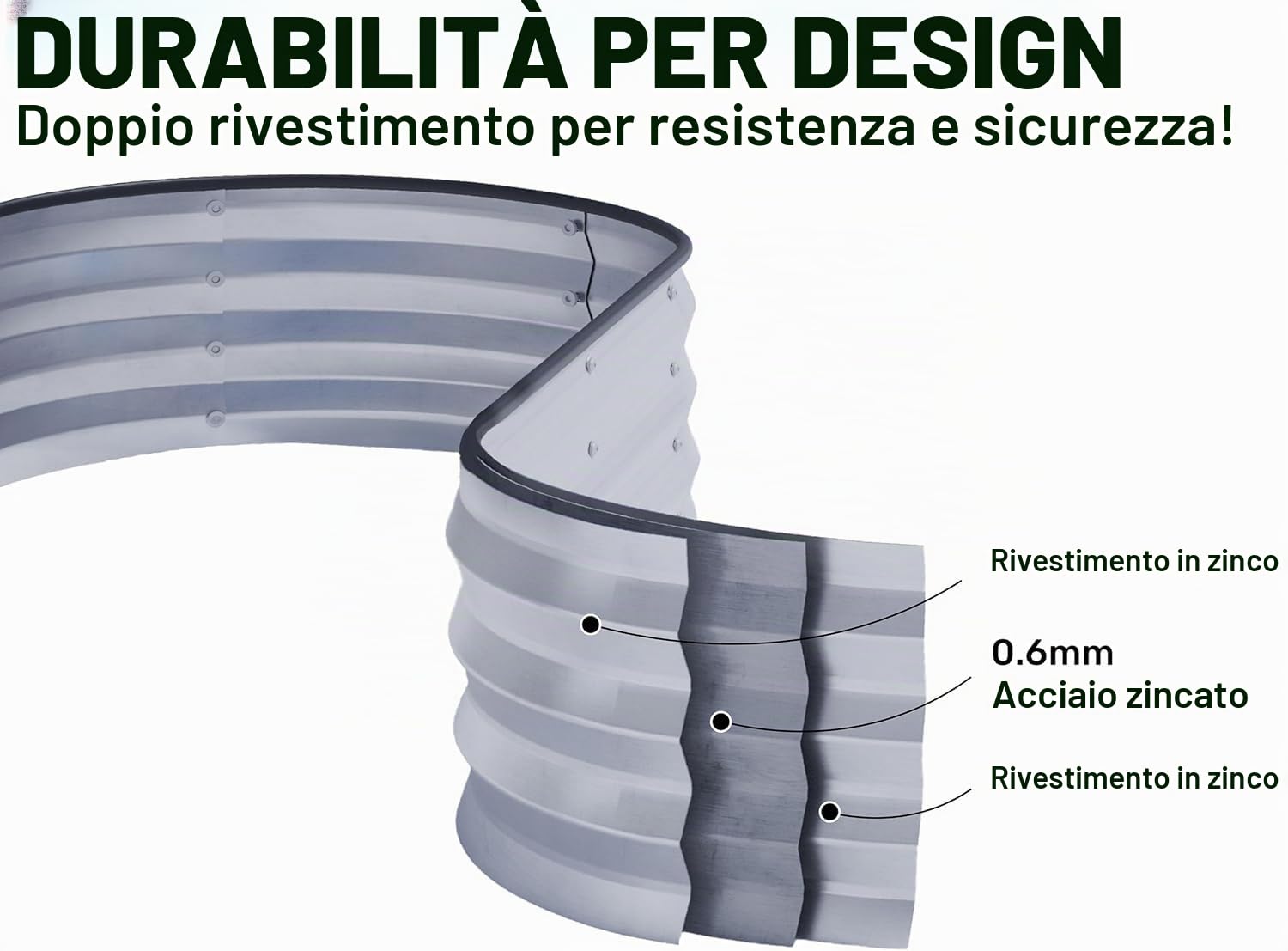 HEYOUTH Letto per Orto Rialzato,Letto da Giardino in Acciaio Zincato, Cassoni orto,Letto per Orto Rialzato con Fondo Aperto,Portapiante da Giardino per Fiori ed Erbe Aromatiche (180 * 60 * 30CM)