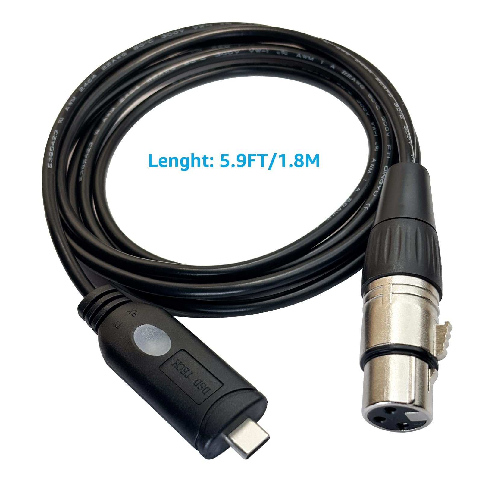 DSD TECH SH-RS09C - Cavo adattatore USB-C a DMX512 con chip FTDI, supporto Freestyler QLC e Pi Open Lighting, 1,8 m