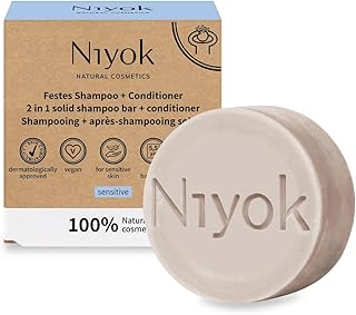Natural Cosmetics 2-in-1 Solid Shampoo + Conditioner Bar, Sensitive Formula, 80g