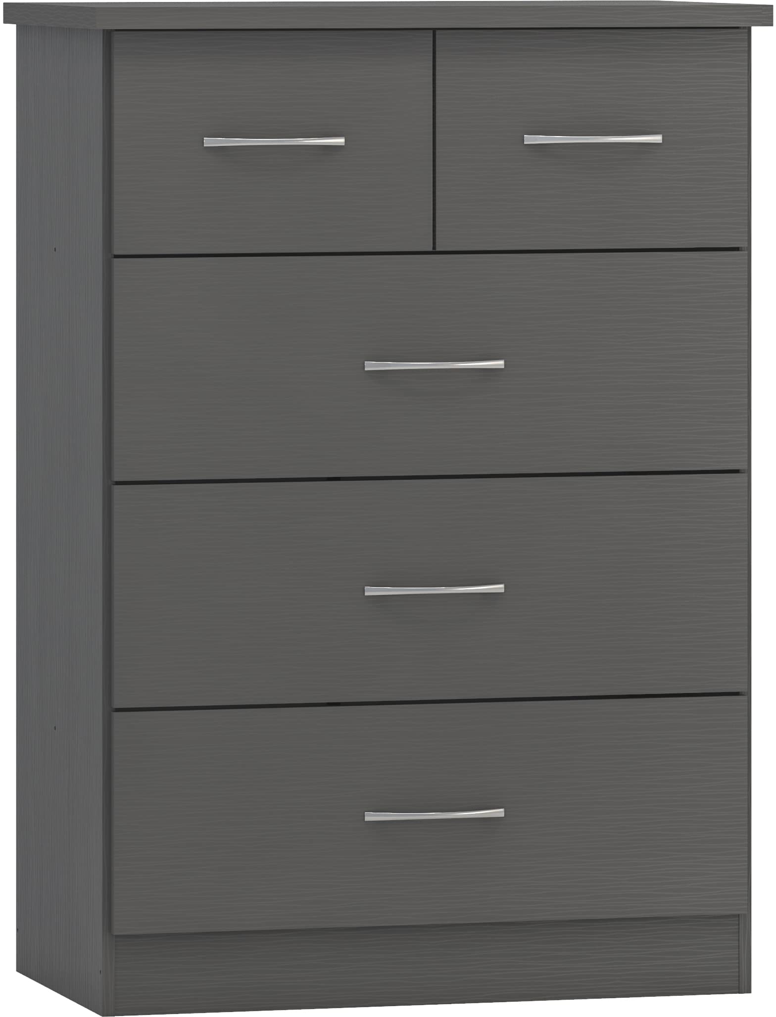 Seconique Nevada 3+2 Drawer Chest Of Drawers 3D Effect Metal Runners Grey