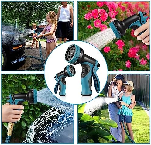 50ft Expandable Garden Hose Water Hose - Kink Free Flexible Expending Hose 50ft with 10 Function Nozzle and 3-Layers Latex, 3/4 Solid Fittings (Black&Blue) - 5