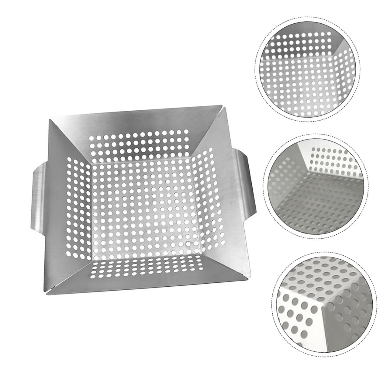 SHINEOFI 1pezzi Piastra per Grigliare Barbecue Quadrata in Acciaio Inox Teglia Portatile Manico per Barbecue all Aperto Vassoio per Grigliare Cibo Adatto per Pollo Salsiccia Bistecche