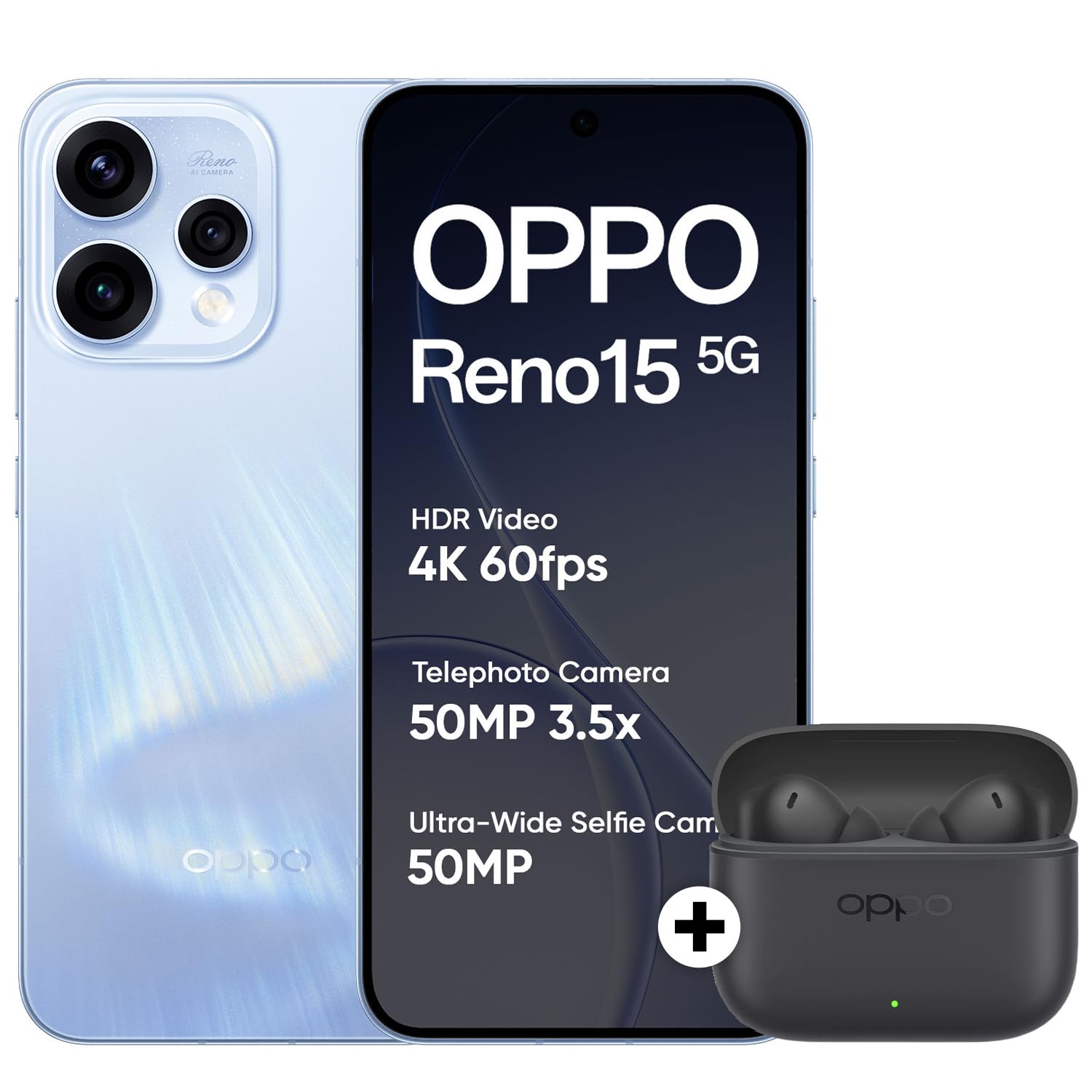 OPPO Reno15 5G Smartphone, 8+256GB, Aurora Blue, 6.74" 120Hz AMOLED Gorilla Glass Screen, Snapdragon 7 Gen 4, 50MP Triple Camera with Dual OIS, 6500mAh Large Battery, 80W Fast Charging, IP69-image-11