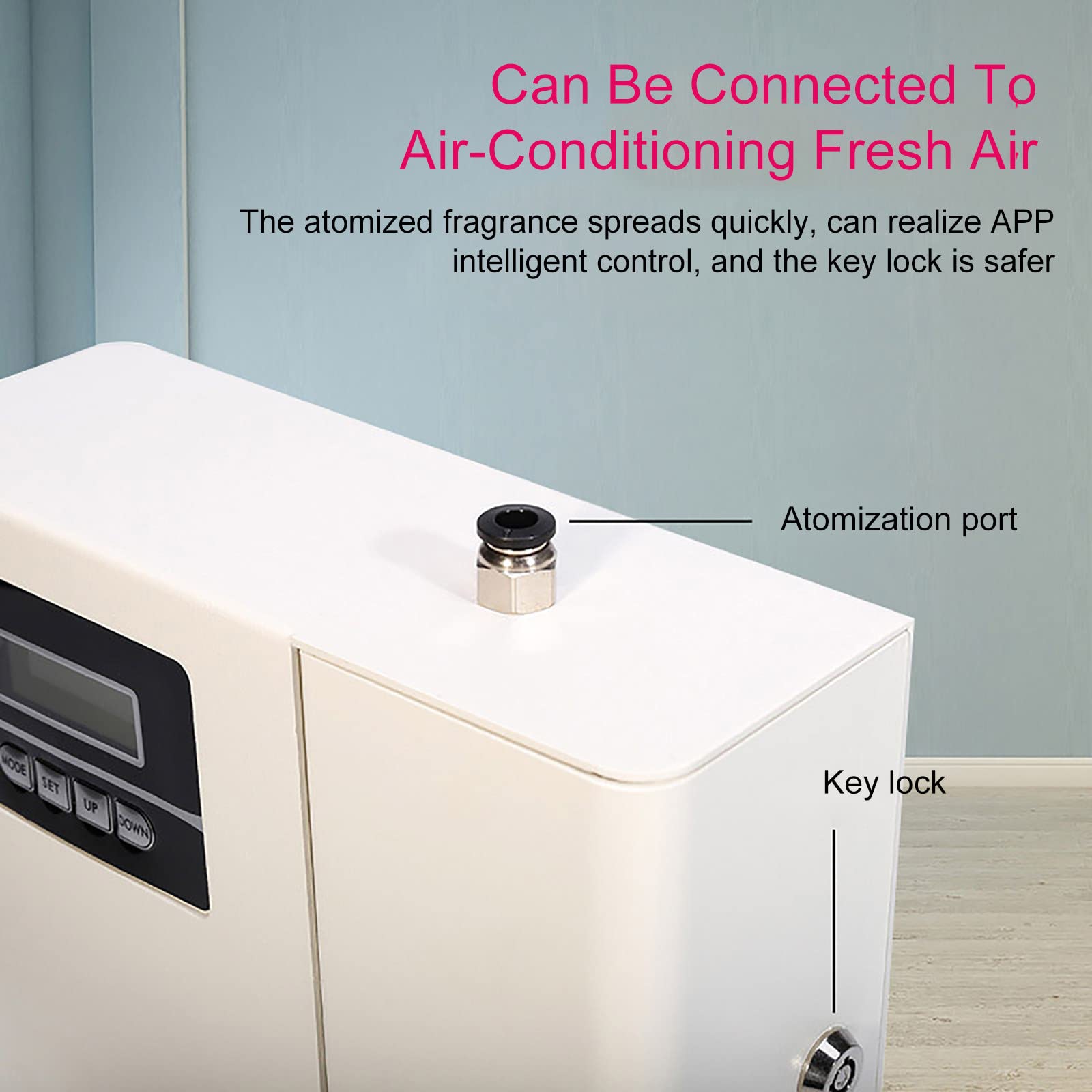 Difusor de aroma, gran cobertura de hasta 300 m³, difusor de aceites esenciales con pantalla LED y control táctil, ideal para uso doméstico y hotelero