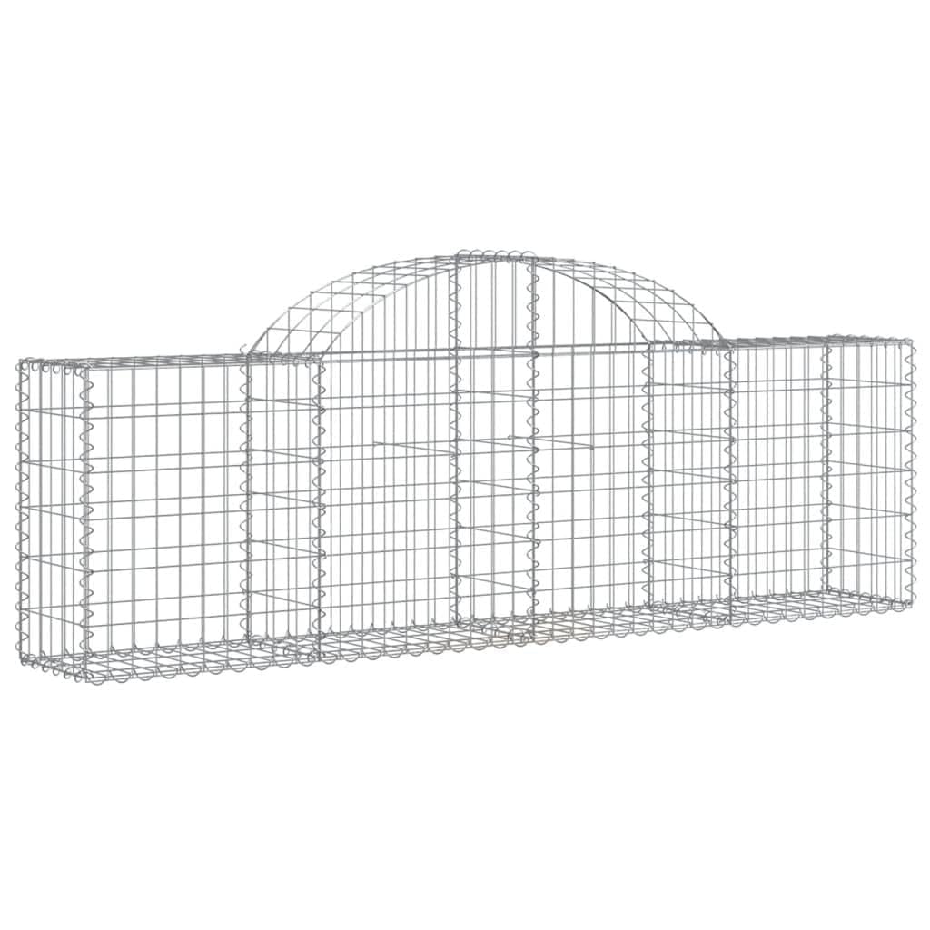 Yngbhfnop Silver Arched Gabion Baskets 11 Pcs 200X30x60/80 Cm Galvanised Iron Garden Fence Decorative Sound Insulation Retaining Wall Outdoor Barrier