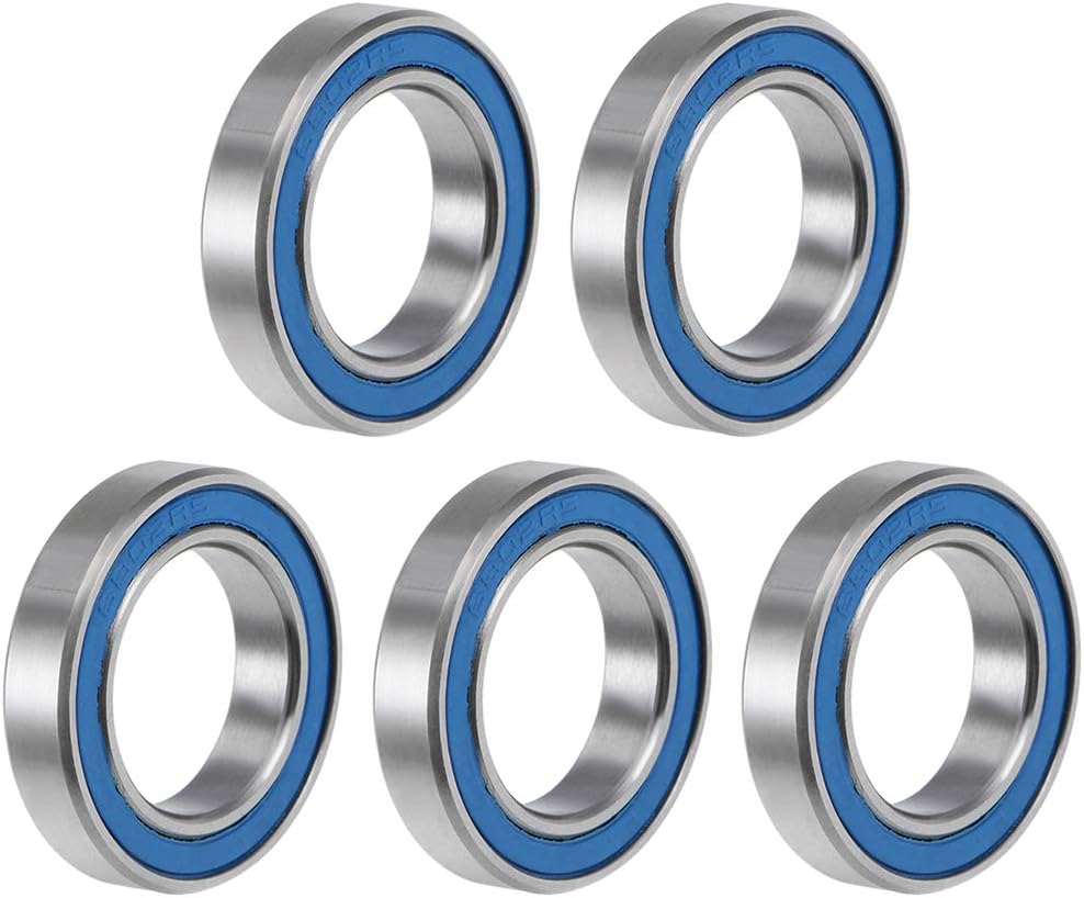 uxcell 6802-2RS Deep Groove Ball Bearing 15x24x5mm Double Sealed ABEC-3 Bearings 5-Pack
