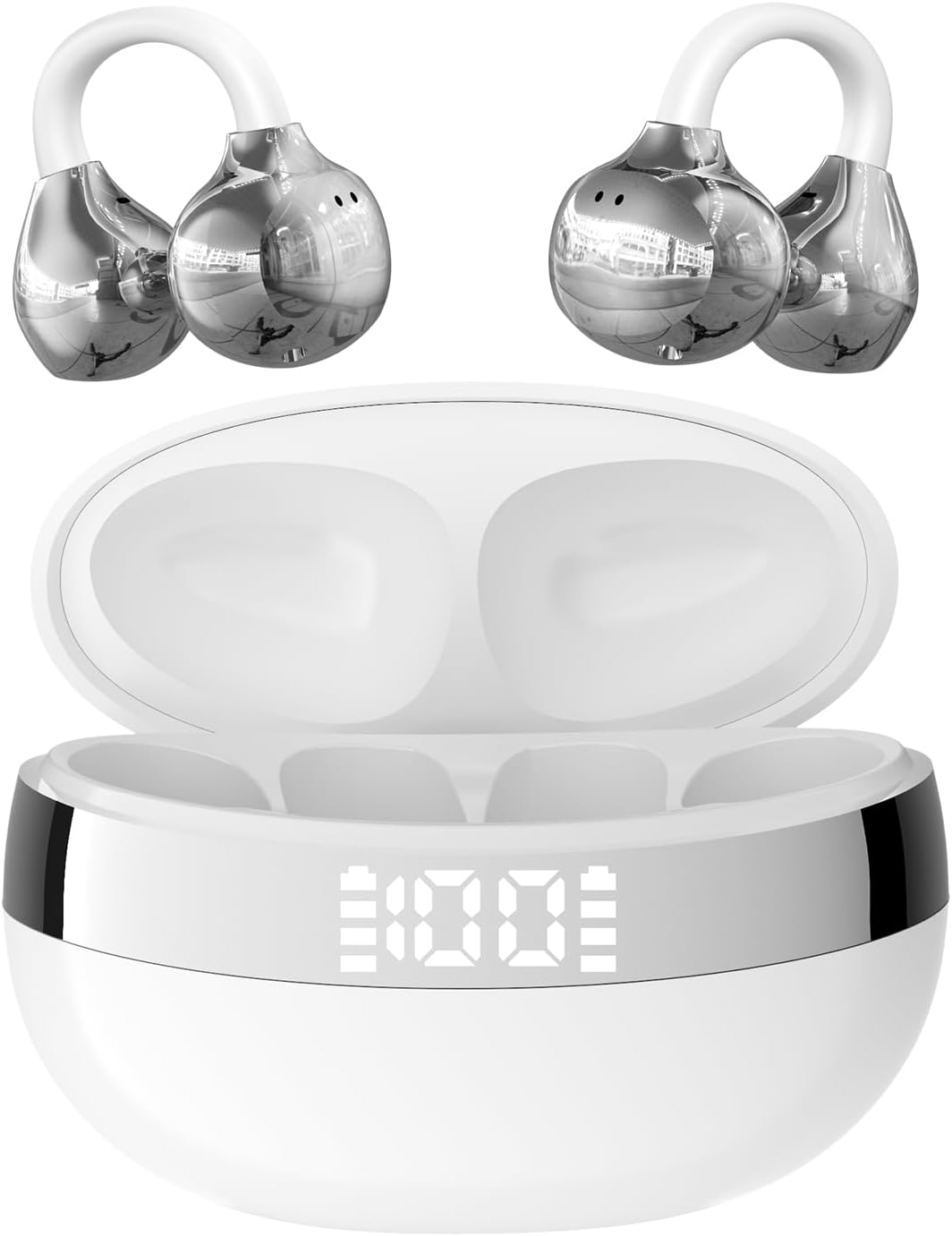 Truly Upgrade Clip on Earbuds Open Ear Wireless Bluetooth 6.0 Headphones with Mic,50H Play,ENC Call,ipx5Waterproof,Sports Ear Buds,Comfortable for Small Ears&Glasses Wearers,Workouts Purple - Image 1 of 3