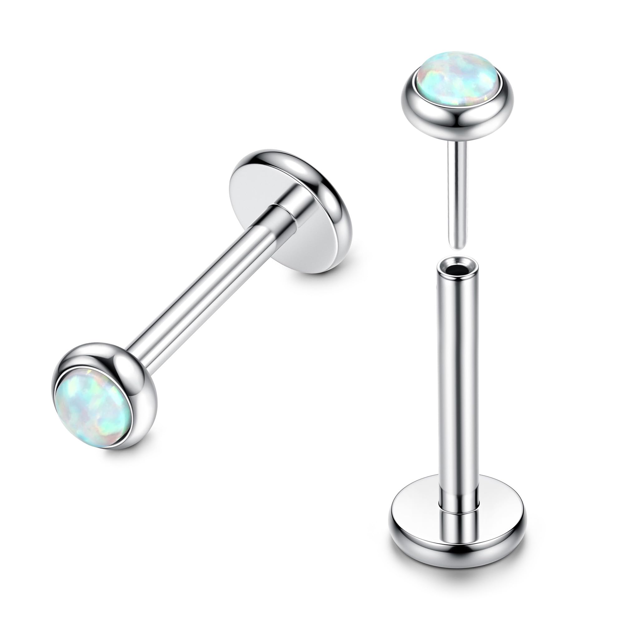 FIOROYAL G23 Titanio Piercing Labio Labret 16G 20G Piercing Oreja CZ Ópalo Pendiente Pequeño Piercing Nariz Plata Piercing Helix Piercing Tragus