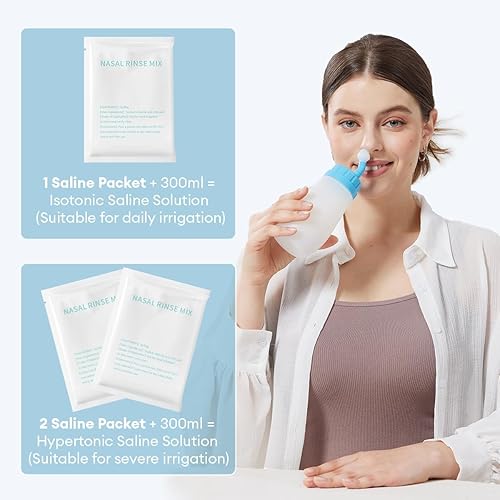 Miniatura 6 de Neti Pot - Kit de enjuague sinusal, olla de malla de silicona de punta suave para botella exprimible sinusal, limpiador de lavado de nariz, enjuague