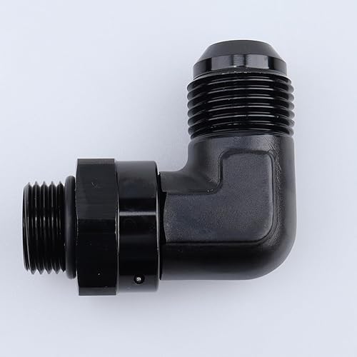 Miniatura 4 de Aluminio negro 90 grados -10 AN macho Flare a -8 AN ORB O Ring Puerto Rosca 34 x 16 Adaptador de montaje giratorio