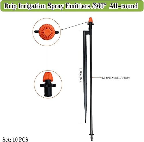 Miniatura 2 de Cabezales de riego de 360 grados con estacas de 12 pulgadas, emisores de pulverización de riego por goteo con manguera para sistema de riego de