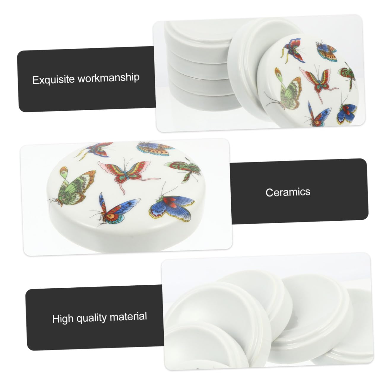 Palette en Céramique à Cinq Couches avec Couvercle pour Peinture la Gouache l'huile, Surface Lisse et Facile à Nettoyer, pour Artistes et Amateurs