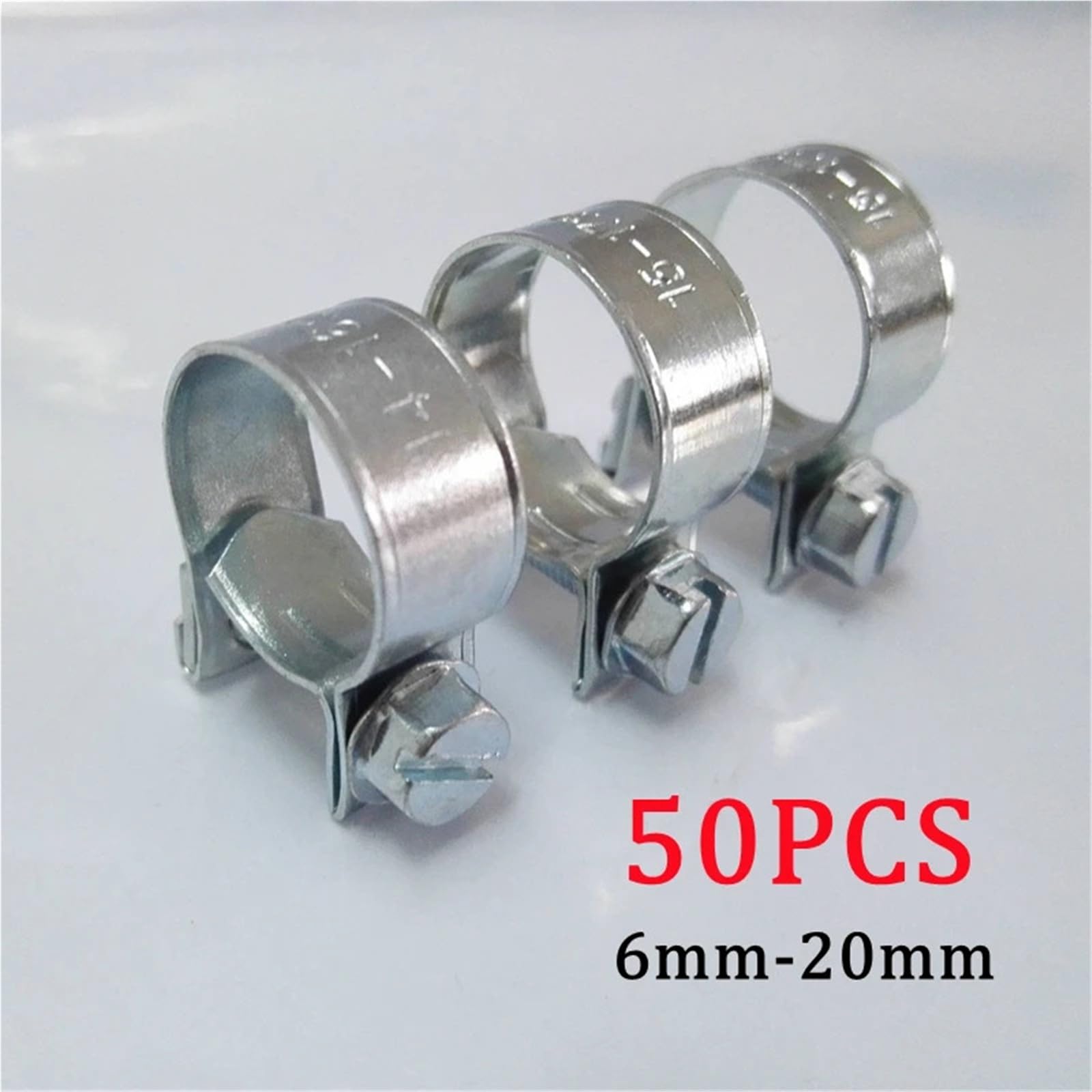50 szt. Zaciski do węża 6 mm do 20 mm do rur samochodowych Narzędzie mocujące (9-11 mm)