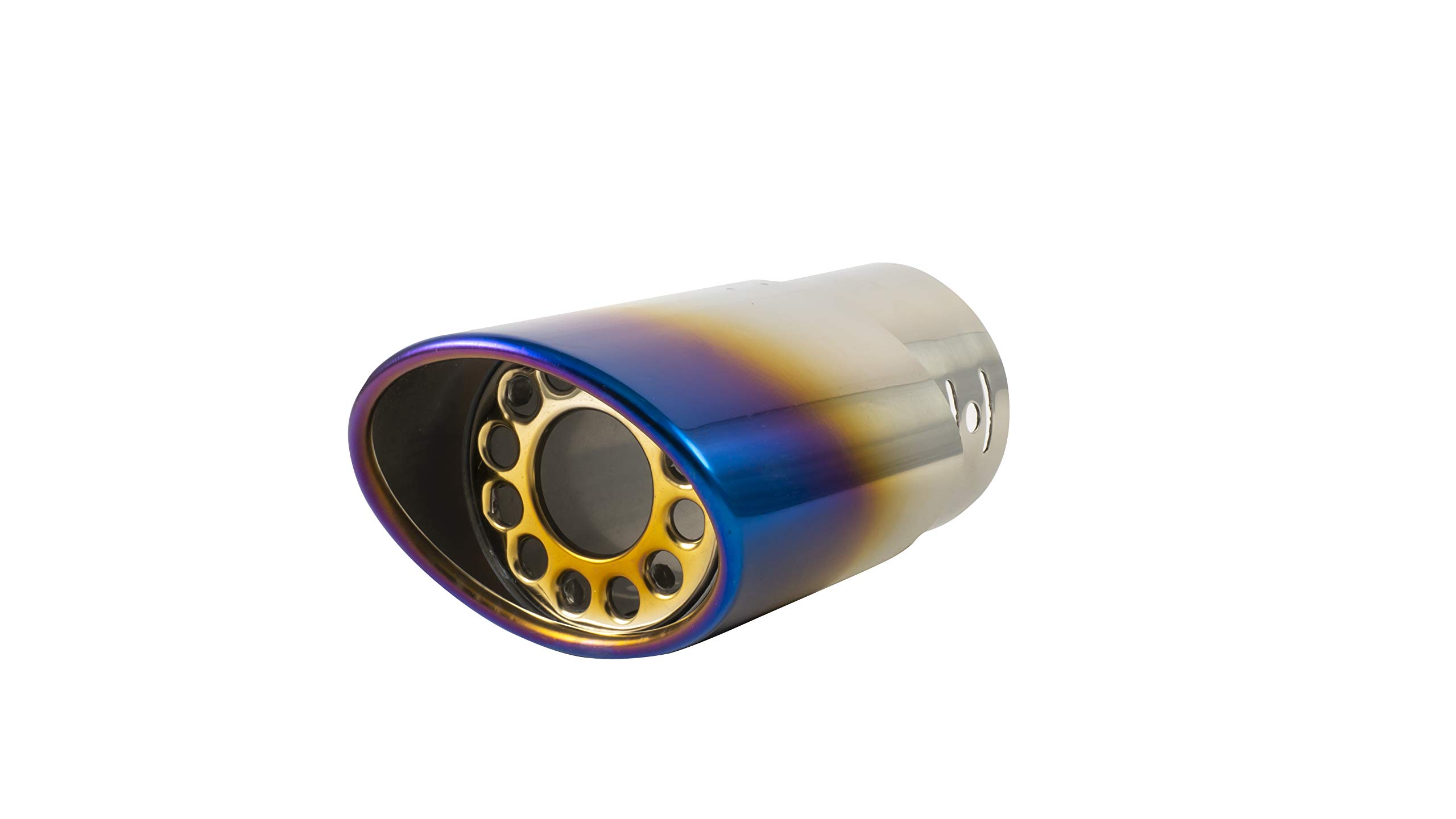 Automaze Universal Fit Car Straight Burnt Round Shaped Exhaust Dual Twin Tail Muffler Tip Pipe 63mm, Model-B145