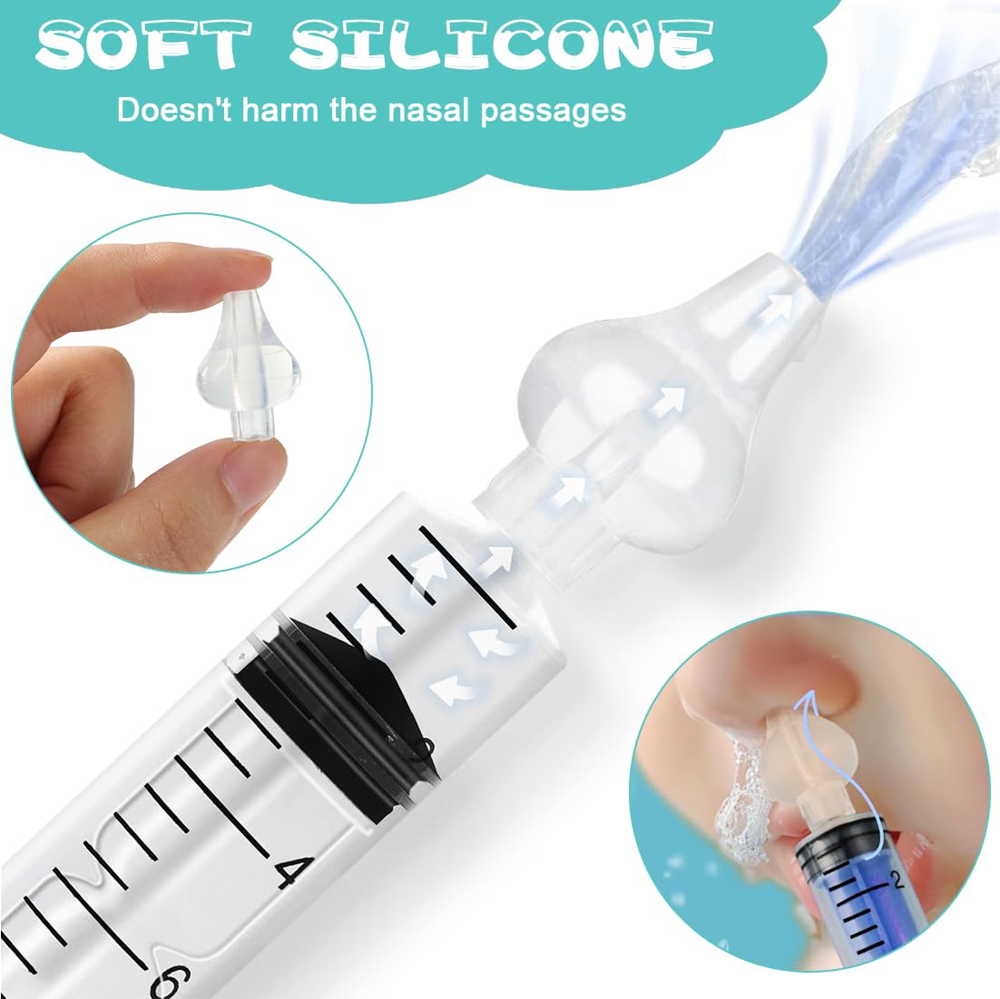 JEYORZY 9 pcs Beccuccio Morbido Lavaggio Nasale Bambini, Olive Nasali Per Lavaggi Neonato, Oliva Silicone Riutilizzabile, Nasali in Silicone per Lavaggi Neonato, Beccuccio Morbido Lavaggio Nasale