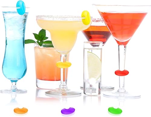 Miniatura 5 de Maitys 24 piezas de dijes de copa de vino, marcadores de bebida de silicona para copas de vino, copas de tallo, copas de champán, cócteles,