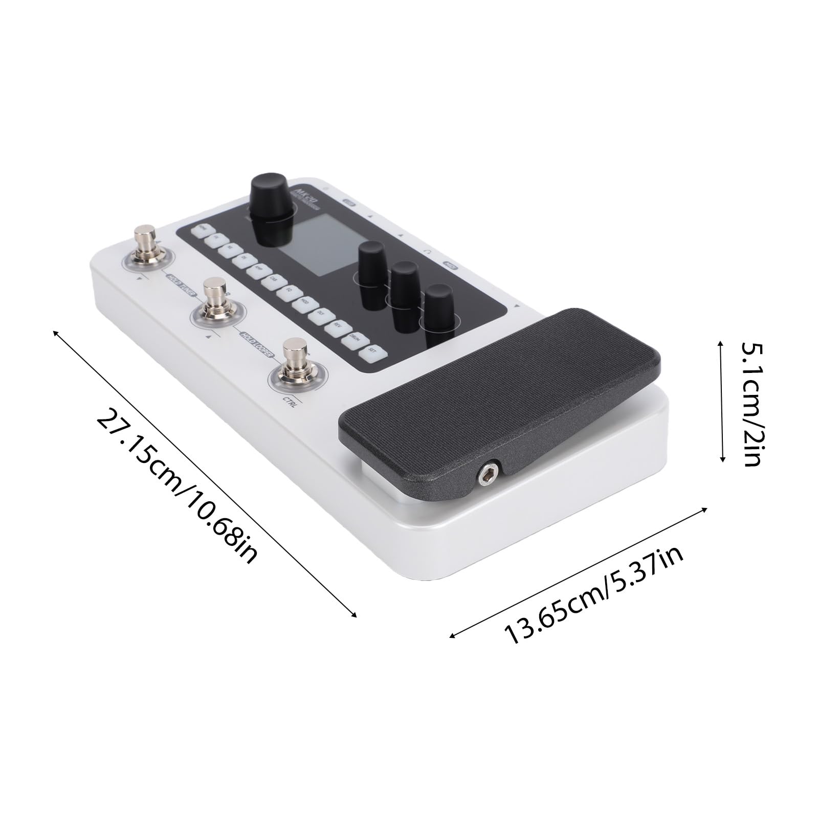 Pedale multi-effetto per chitarra, 120 A, 320 effetti, schermo da 2,4 pollici, impostazioni personalizzabili, 3 interruttori a pedale, looper e tamburo per chitarra elettrica e basso elettrico