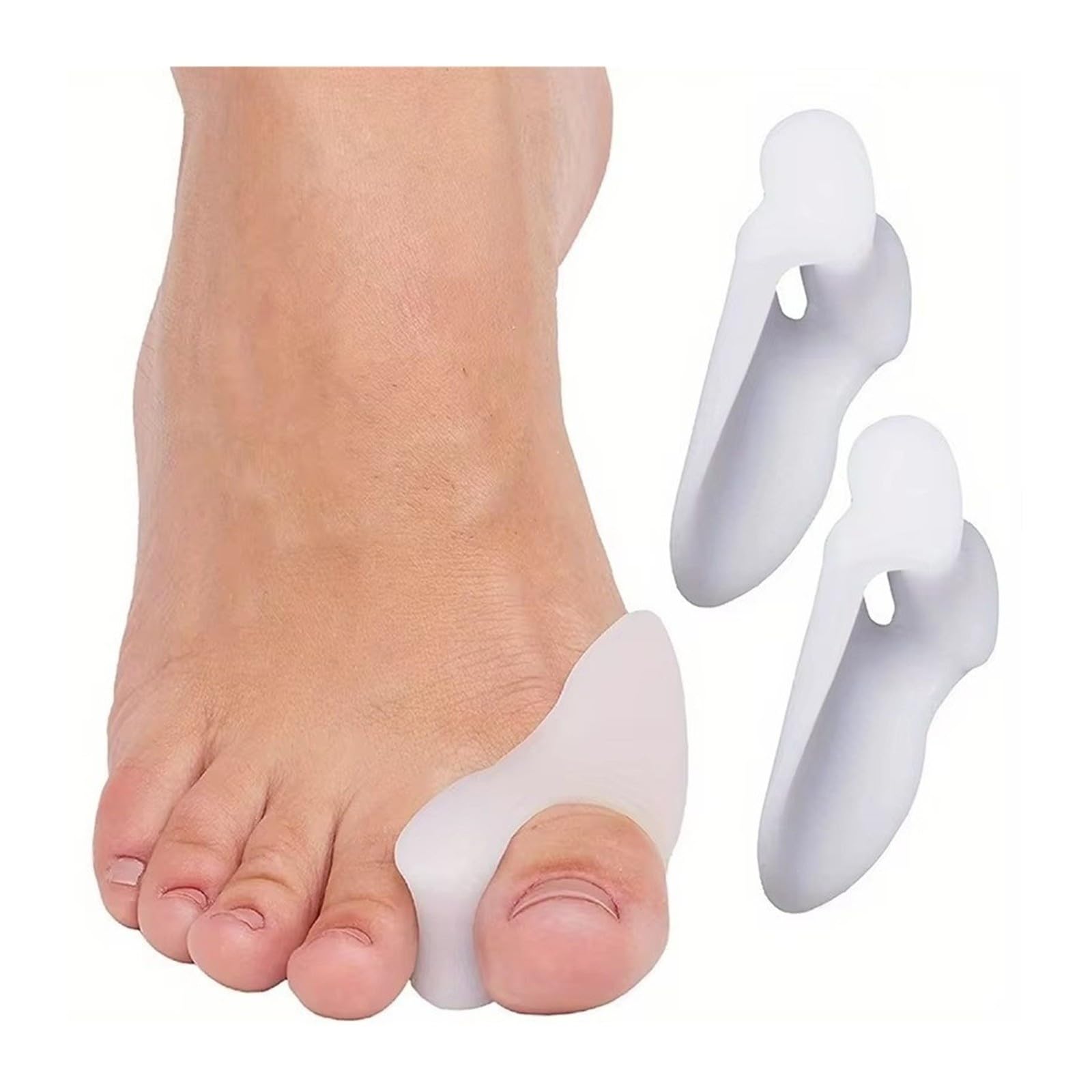 1 paire de séparateurs d'orteils en silicone pour gros orteil (blanc)