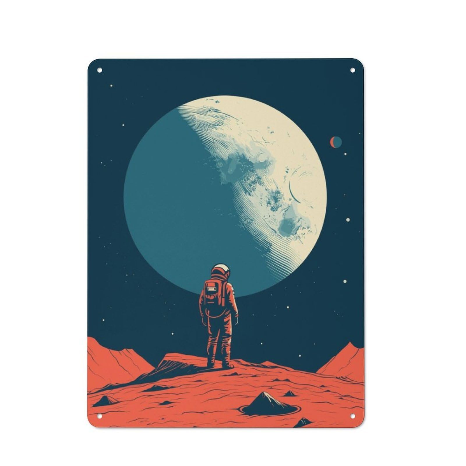 Junmoney Minimalist Astronaut Metal Wall Sign 40X30cm Featuring For Living Room Wall, For Decorating Living Rooms And Feature Walls