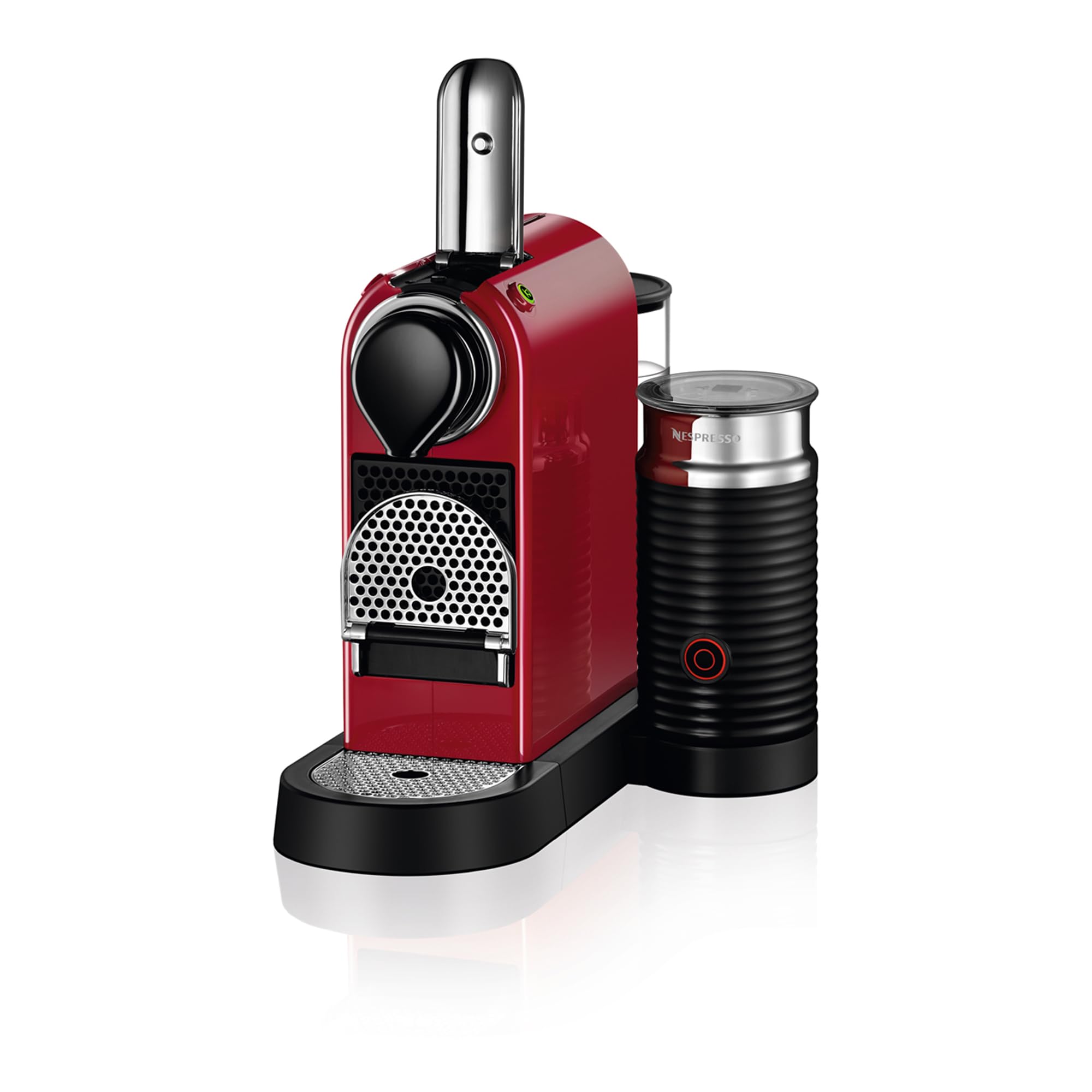 Krups Nespresso Citiz & Milk XN7615 - Cafetera de cápsulas monodosis, con 19 bares de presión, thermoblock, capacidad 1L, función automática, con Aeroccino, color Rojo, incluye pack de bienvenida