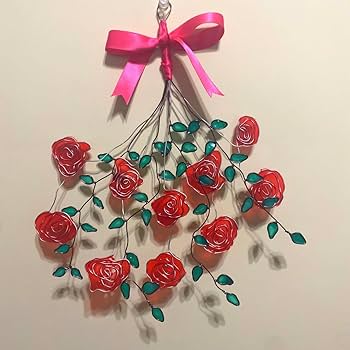 薔薇　猫　ワイヤークラフト　アート　壁掛け　フラワーアート 薔薇 猫 ワイヤークラフト アート 壁掛け