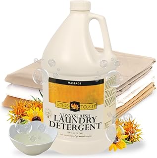 Lotus Touch Always Fresh Laundry Detergent For Massage Table Sheets and Spa Linens Professional Grade - 1 Gallon - Spring Fresh Scent - Removes Tough Stains Left by Massage Oil, Lotion and Cream