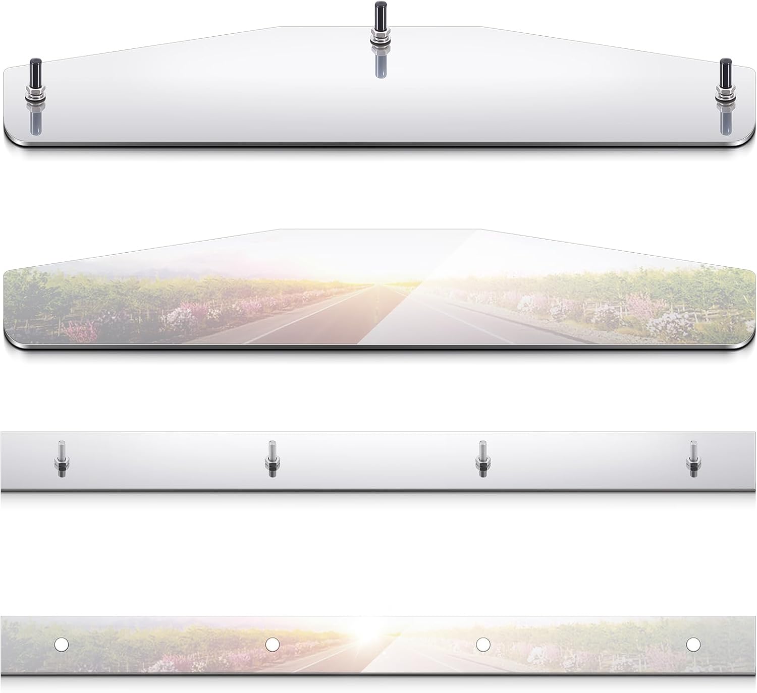 2 Pcs 4 x 24 Inch Mud Flap Weight with 2 Pcs 2 x 24 Inch Top Plate Steel Weights & Bottom Plates with 3 Welded Studs for Semi Truck Mud Flaps, Universal Fit for 24" Wide Flaps