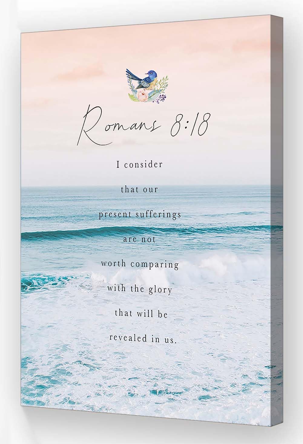 Jaesxxco Romans 8 18 Wall Art Bible Verse Poster Praying Vintage Scripture Wall Decor Christian Posters Art Paintings Living Room Unframed 8x10inch