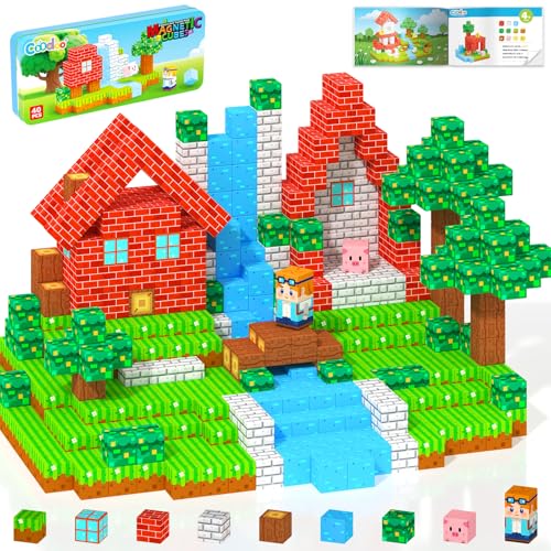 Magnetic Blocks Kids Travel Toys with Portable Metal Tin –