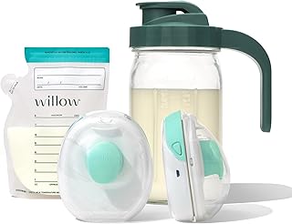 Go Double Hands Free Breast Pump w/Milk Bags and Glass Milk Pitcher Bundle