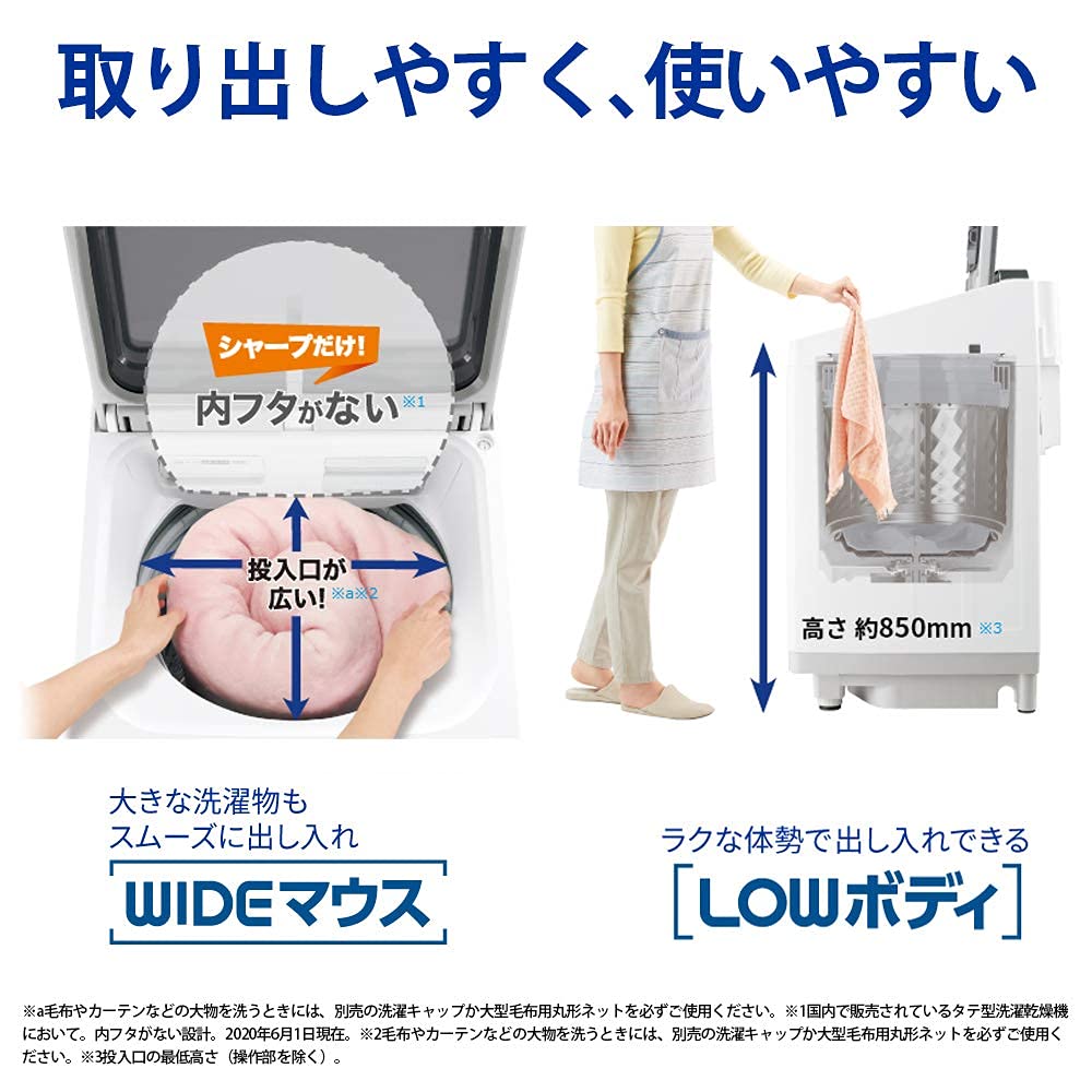 Amazon.co.jp: シャープ SHARP 洗濯機 洗濯乾燥機 ES-PW11E-S ガラス 