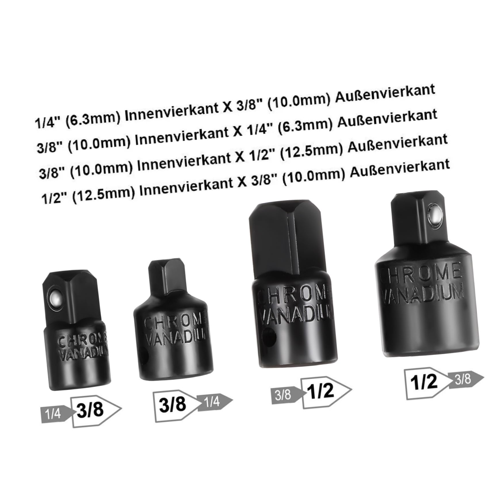 Adaptateur de Douilles à Choc, Lot 24 Pièces, Acier Chrome-vanadium