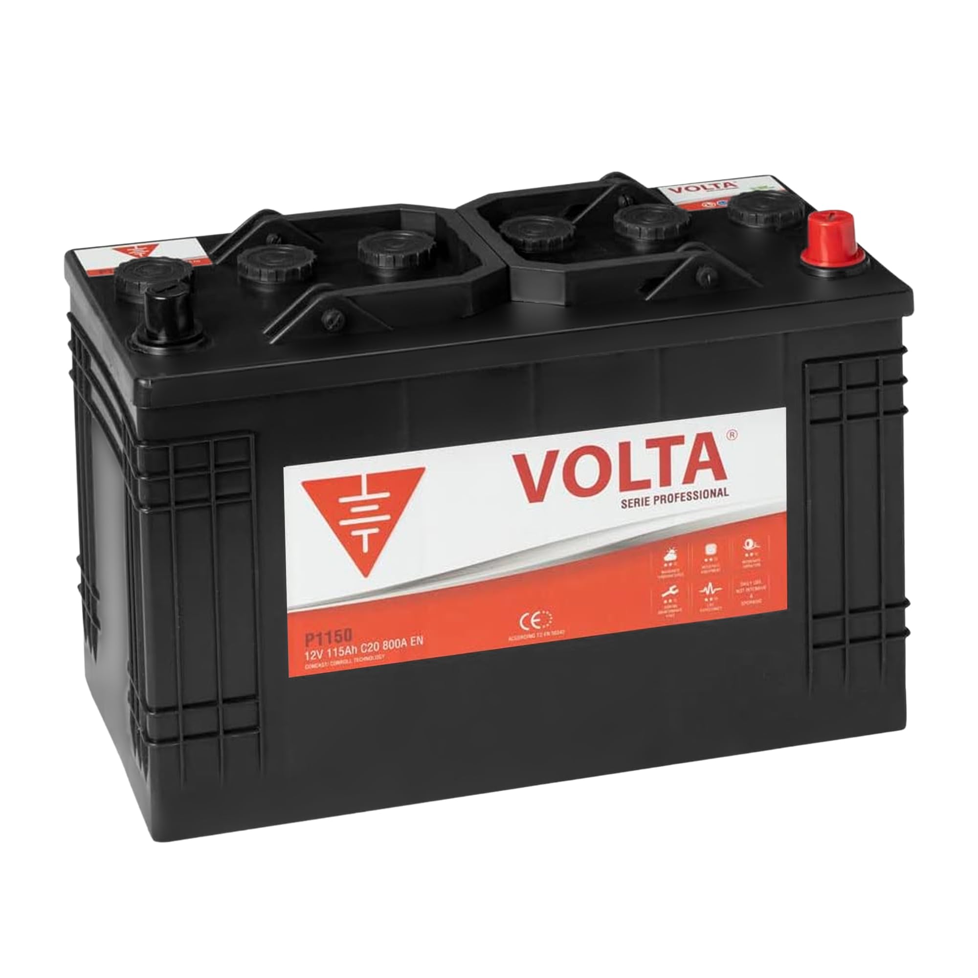 Bateria de Camión Professional 115Ah 800A - Borne +Dcha - Medidas Largo 345 x Ancho 175 x Alto 238 mm con 2 años de Garantía - Fabricación Europea.
