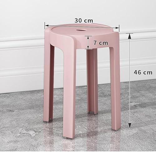 Taburetes apilables de plástico, sillas redondas portátiles sin respaldo para cocinas y jardines, disponibles en 10 colores, soluciones de asientos grises para exteriores - imagen 5