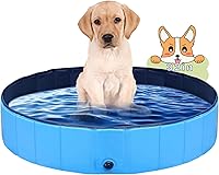 PJZP Foldable Dog Pool 32x8in - Portable Pet Swimming Pool, Collapsible Durable PVC for Indoor Outdoor Use
