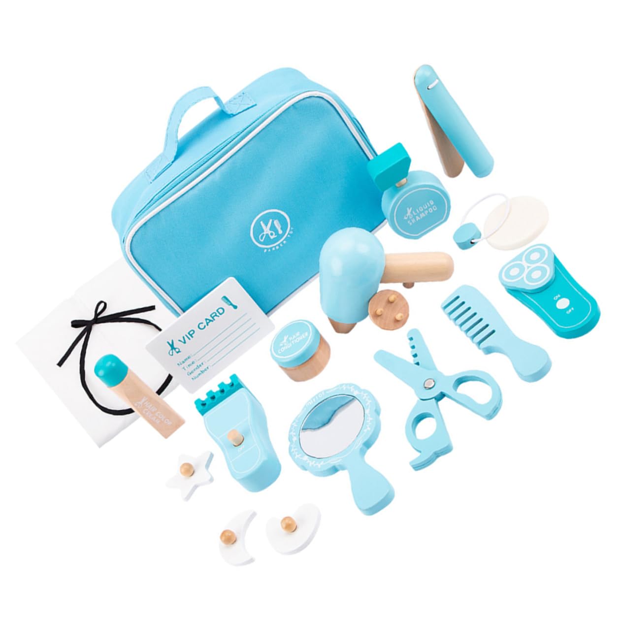 STAHAD 1 Set Hair Stylist Toy Barber Pretend Play Toys Kids Barber Playset Hairstyling Playset for Kids Hair Cutting Tool Wood Hair Dryer Toy Child Wooden Hairdressing Tool