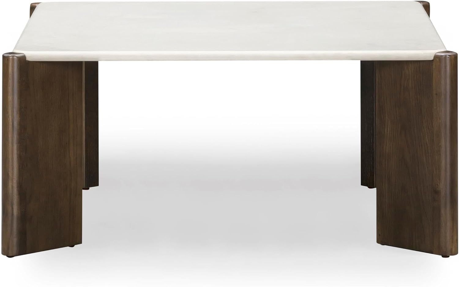 Pemberly Row Contemporary Square Coffee Table, 33.5 in x 33.5 in x 16 in, Cream Quartz Top, Scratch-Resistant Surface, Solid Wood Legs, Durable Living Room Accent Table