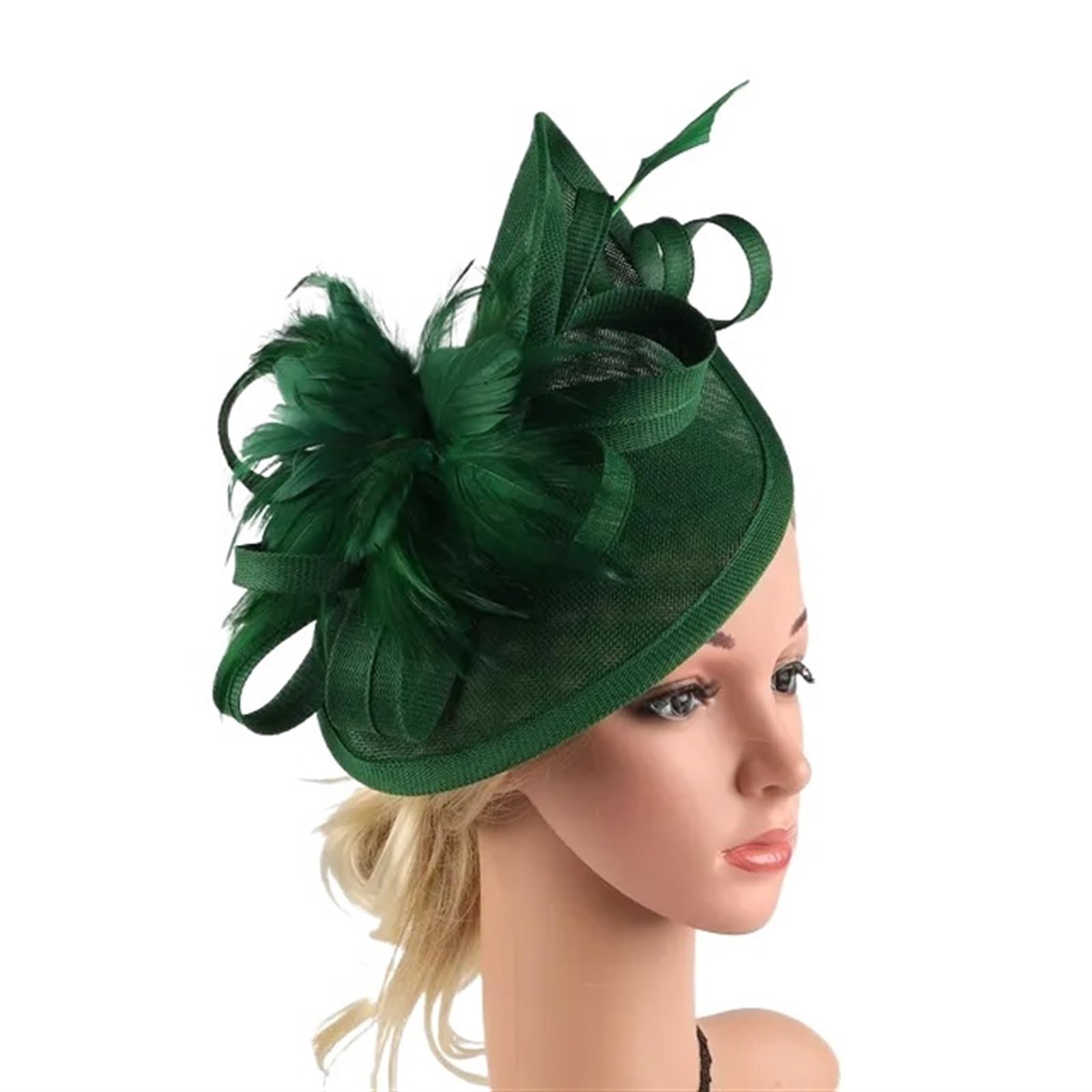 UALXPAO Wedding Hats Fascinator Hat Feather Flower Wedding Headwear for Tea Party,Weddings(Green)