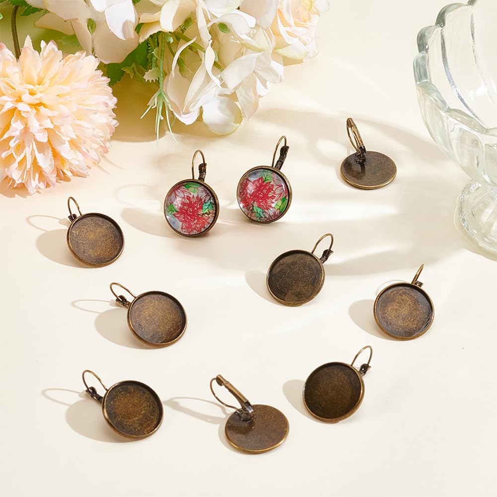 PH PandaHall – 30 Sets Supports Cabochon Pour Boucles D'Oreilles – 3 Couleurs (Or, Argent, Bronze) – Plateau 16 Mm