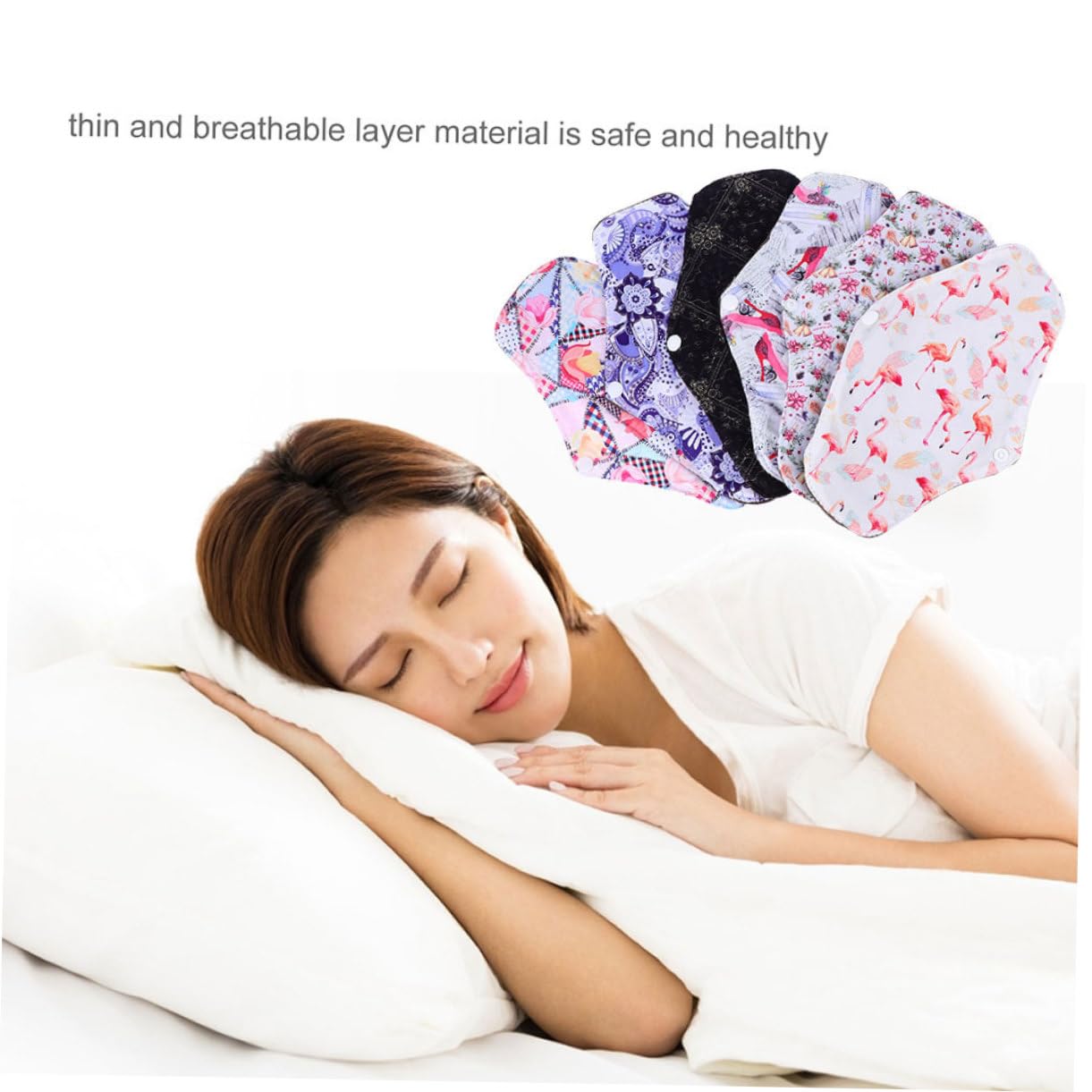 Toalla Sanitaria Menstrual Lavable de Fibra de Carbón 7 Piezas | Flujo Abundante, , Uso en Ejercicio y Viaje, Formato M, Mujeres Estilo Aleatorio