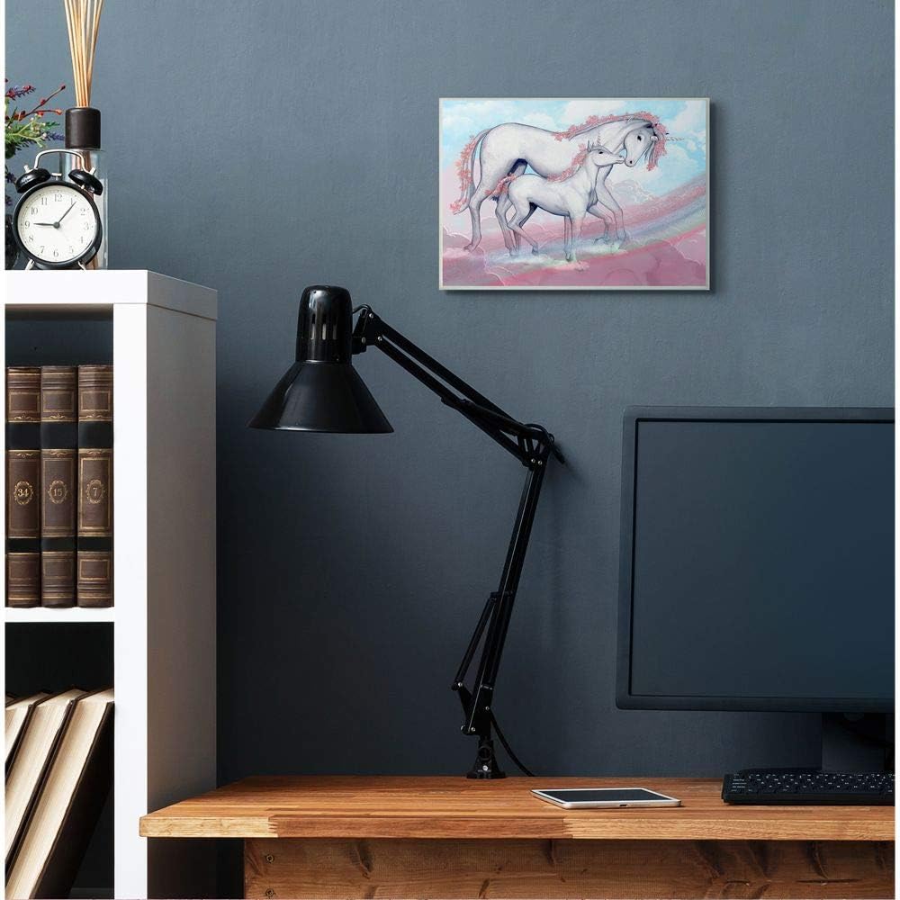 Stupell Industries Unicorn Family Pink Rainbow Fantasy Animal Kids Wall Plaque, 10 x 15, Design by Artist Ziwei Li, fda-158_wd_10x15