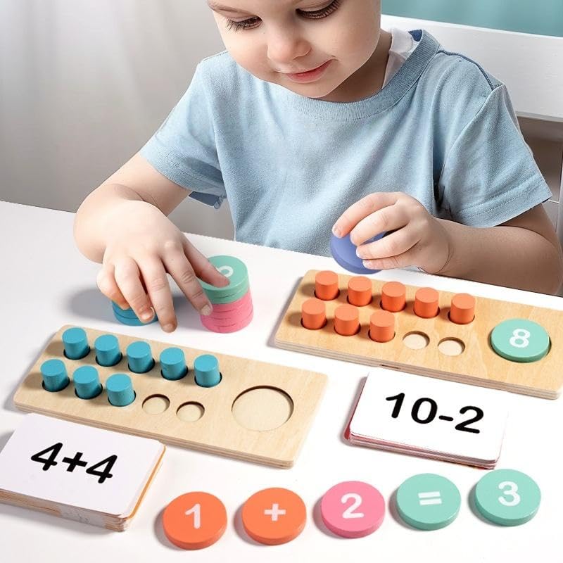 MARA BOMMAI® Wooden Ten Frame Math Learning Toy | Montessori Counting & Number Recognition Set for Kids | Educational Addition & Subtraction Toy for Preschoolers | STEM Math Manipulative for 3+ Years - Image 2 thumbnail