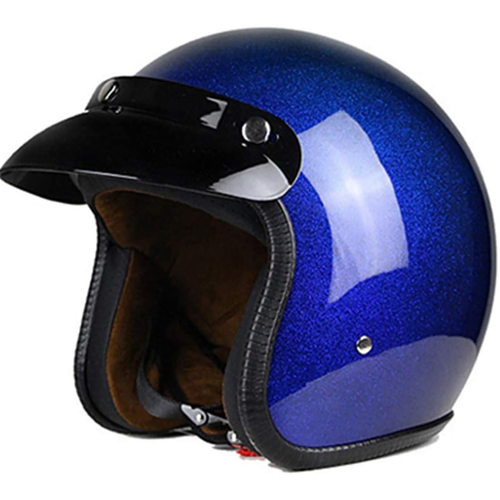 Ebayin Men's Blue Motorcycle Helmet Vintage Open Face Helmet 3/4 Motorbike Helmet Wo Universal Dot Ece Approved Half Helmet Retro Jet Helmet Crash Helmet Moped Helmet(,M=(57~58Cm))